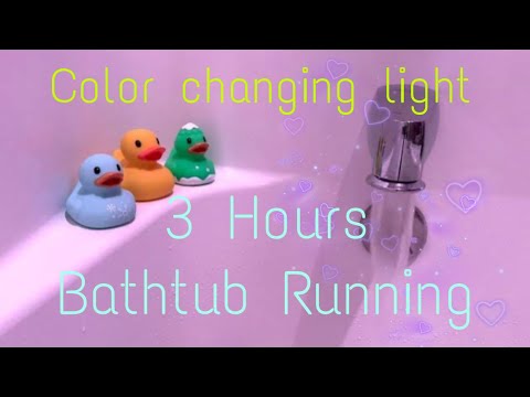 3 Hours Bathtub Running - White Noise ASMR - Color Changing Light and Duck Toys 🥰