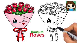 How to Draw a Rose Bouquet 🌹