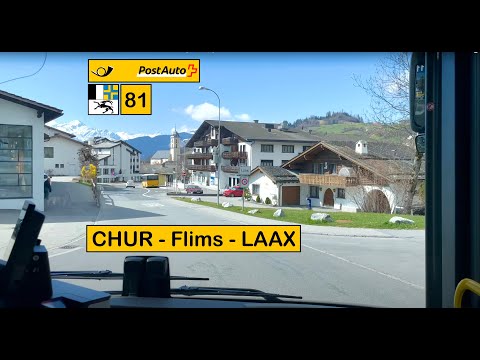 [4K] 🇨🇭 Cab Ride: POSTAUTO GRAUBÜNDEN | 81: Chur → Flims → Laax | MAN Lion's City 12 C Hybrid