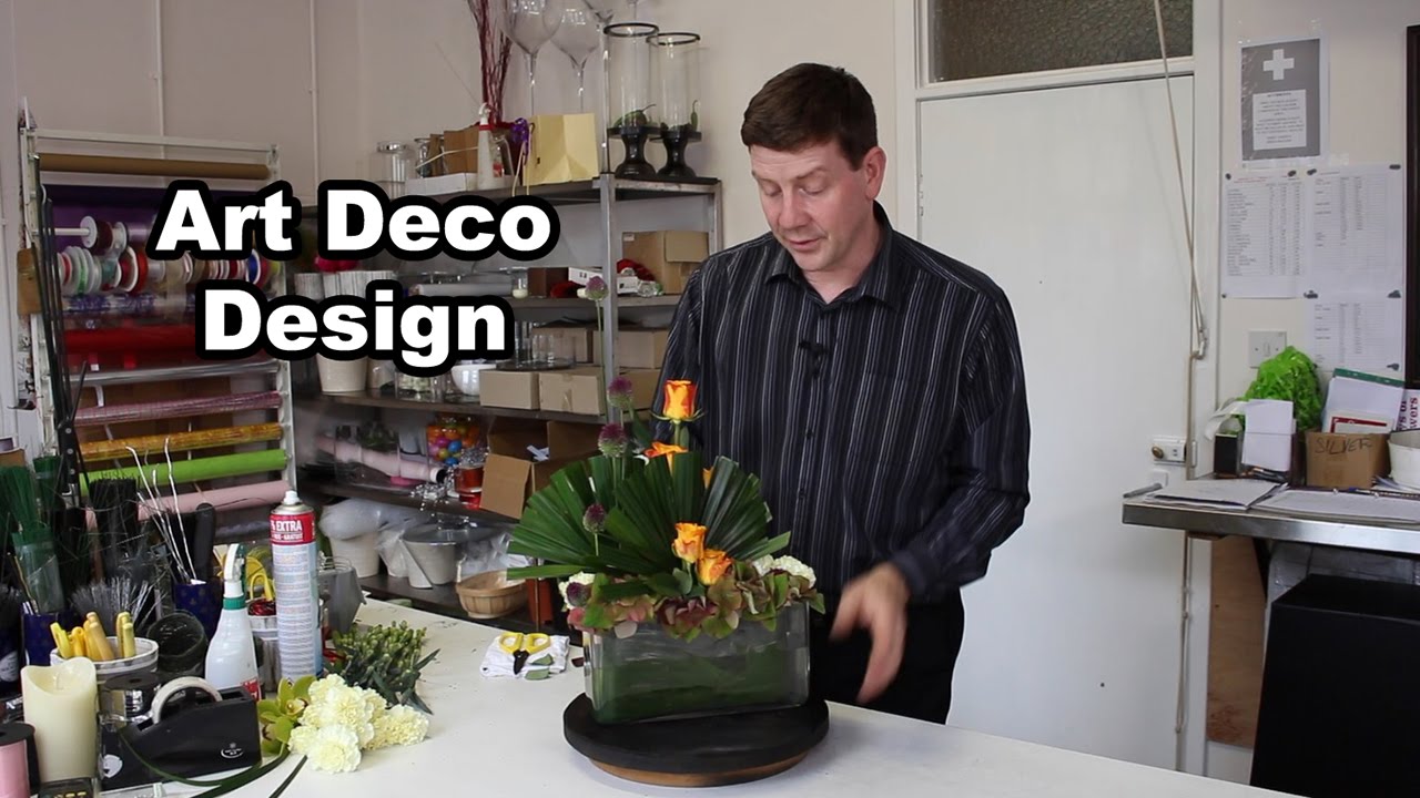 Art Deco Design - Featuring Roses, Allium, and Palm -