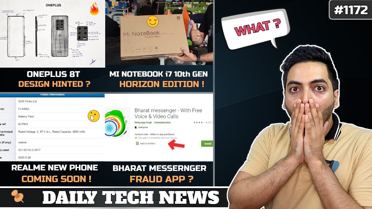 Oneplus 8T First Look?,Realme New Phone,Bharat Messenger App Fraud,Mi Laptop Horizon Edition i7 10th
