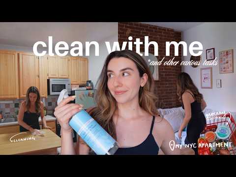 a productive day in my life in nyc 🧺 cleaning my apartment, groceries & getting things done