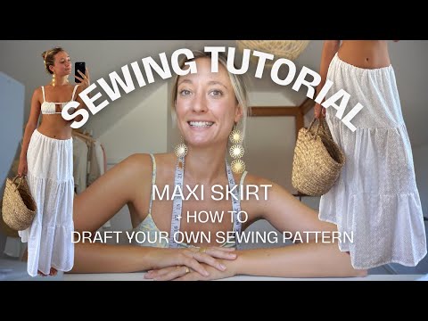 Gathered Maxi Skirt Sewing Tutorial - Draft your own sewing pattern