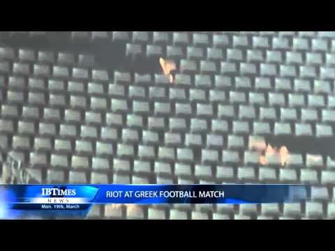 Riot At Greek Football Match between Panathinaikos and Olympiakos