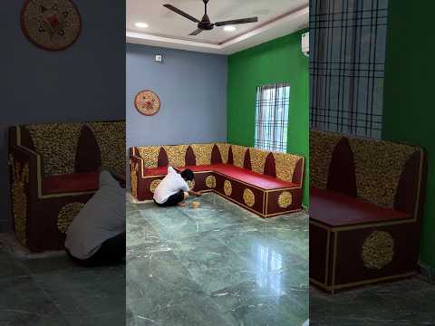 L sofa 🛋️ using Concrete #shorts #trending #fun #cementcrafts #sofa