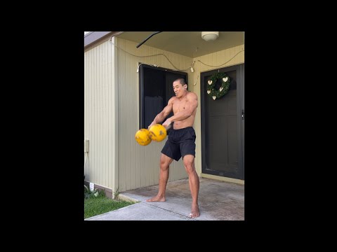 Double 16 kg. Kettlebell Thruster + Snatch x 5 (set 4/5) - age 52, December 30, 2020