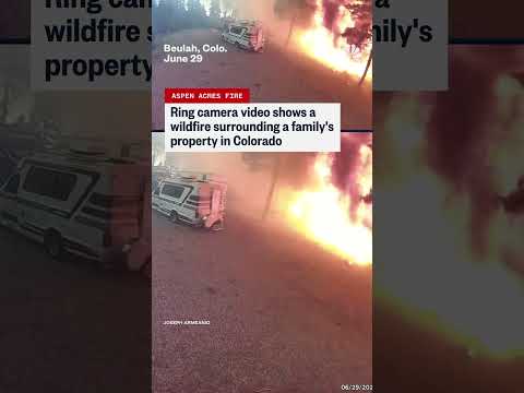 Ring camera video shows a wildfire surrounding a family's property in Colorado