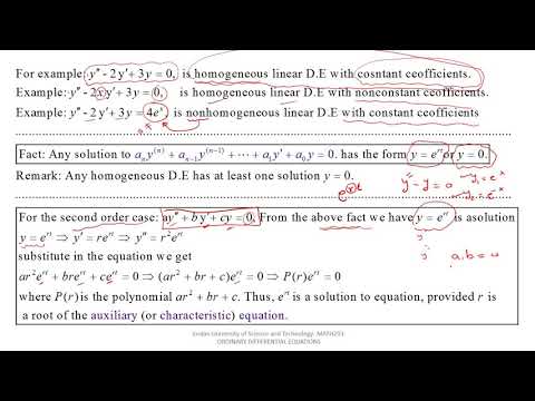 MATH 203, LECTURE 12 HOMOGENEOUS LINEAR EQUATIONS WITH CONSTANT COEFFICIENTS REAL ROOTS  For student