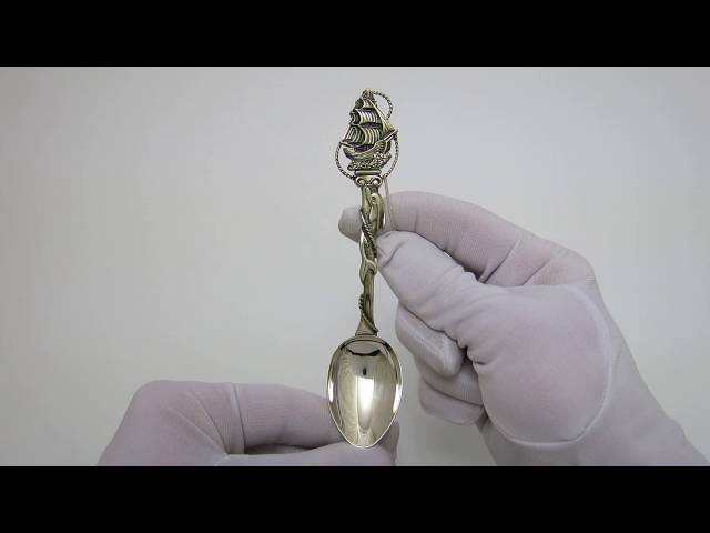 Серебряная ложка с корабликом 27лт Видеообзор