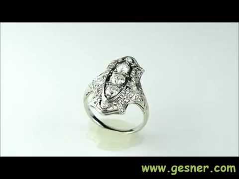 .65ct. T.W. Diamond & 18K White Gold Art Deco Engagement/Fashion Ring - J34554