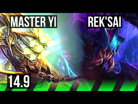 MASTER YI vs REK'SAI (JGL) | Rank 2 Yi, 1400+ games, Dominating | KR Challenger | 14.9