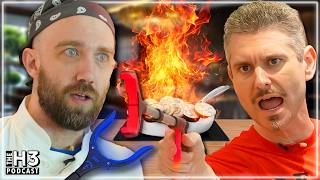Red Team struggling to crack eggs and season flour using oversized claws