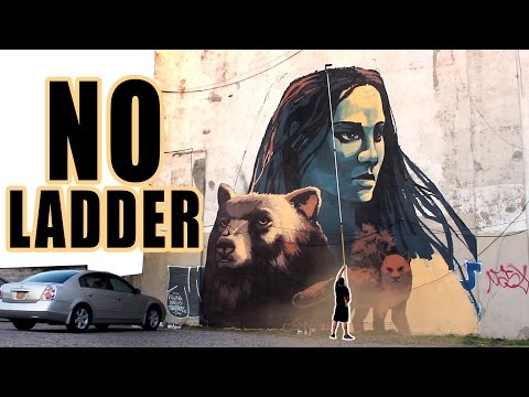 HUGE STREET ART MURAL WITH ONLY A ROLLER!  - NYC