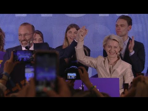Ursula von der Leyen celebrates projected EPP victory in Brussels | AFP