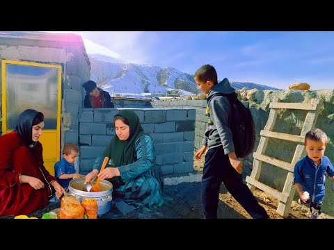"Building a Brick Wall for Sister Touran's House with Ibrahim & Making a Popular Pickle with Soghra"