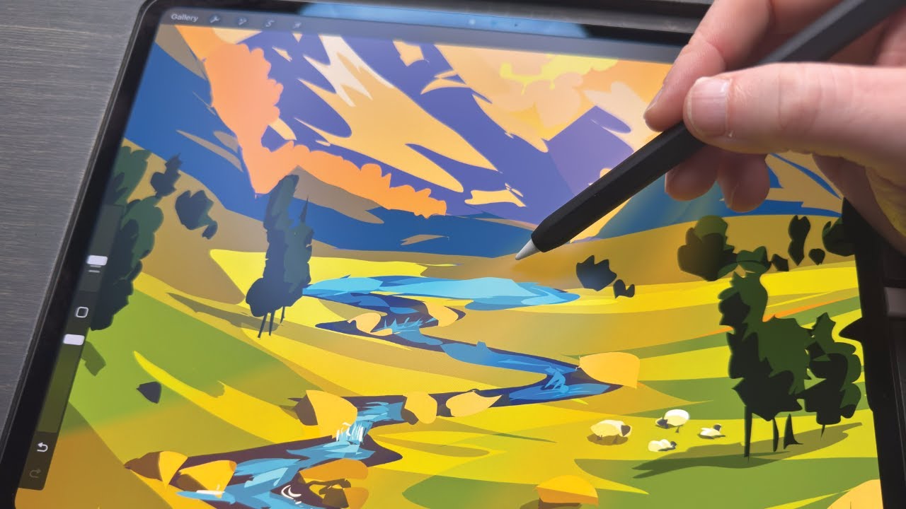 My PROCESS explained - Landscape PAINTING - IPAD drawing