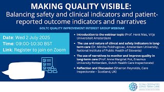 Making quality visible: balancing safety and clinical indicators and patient-reported outcome indicators and narratives