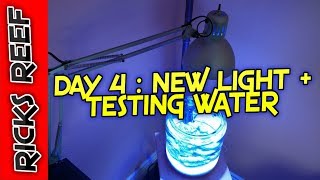 HOW TO: REEF TANK IN A COOKIE JAR - DAY 4 NEW LED LIGHT AND TESTING WATER