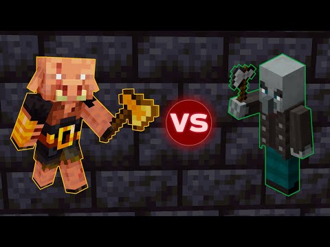 Piglin Brute vs Vindicator - Is Piglin Brute very aggressive? - Minecraft Mob Battle 1.16.2 (20w27a)