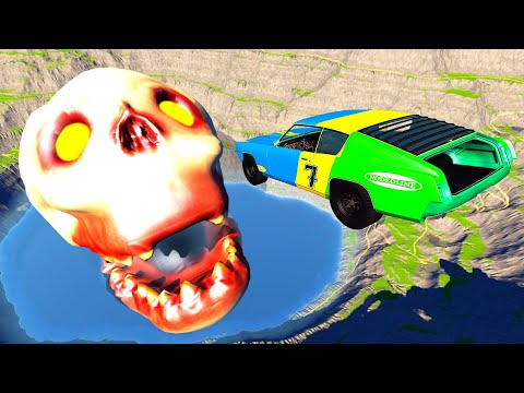 Falling Cars Into The Abyss With A Mutant Head - Beamng Drive