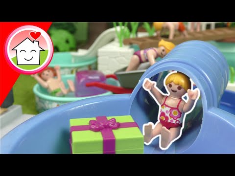 Playmobil Familie Hauser - Lenas Geburtstag mit Pool Parkour - Garten voller Pools