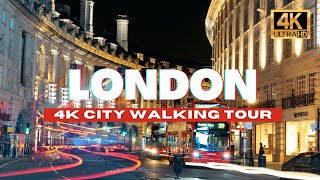🇬🇧 4K London, England, Central London Walking Tour - Luxury Neighbourhood Night Walk | 4K HDR 60fps