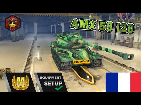 AMX 50 120  Wot Blitz 5921DMG -Ace Gameplay-Equipment setup