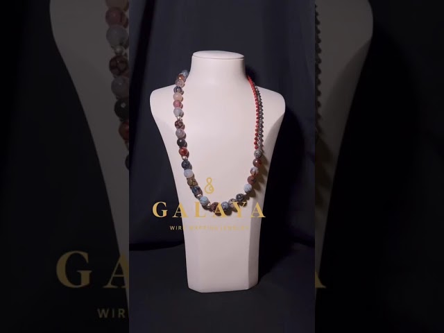 قلادة من الفضة الخالص مع حجر العقيق ، الريد جاسبر...