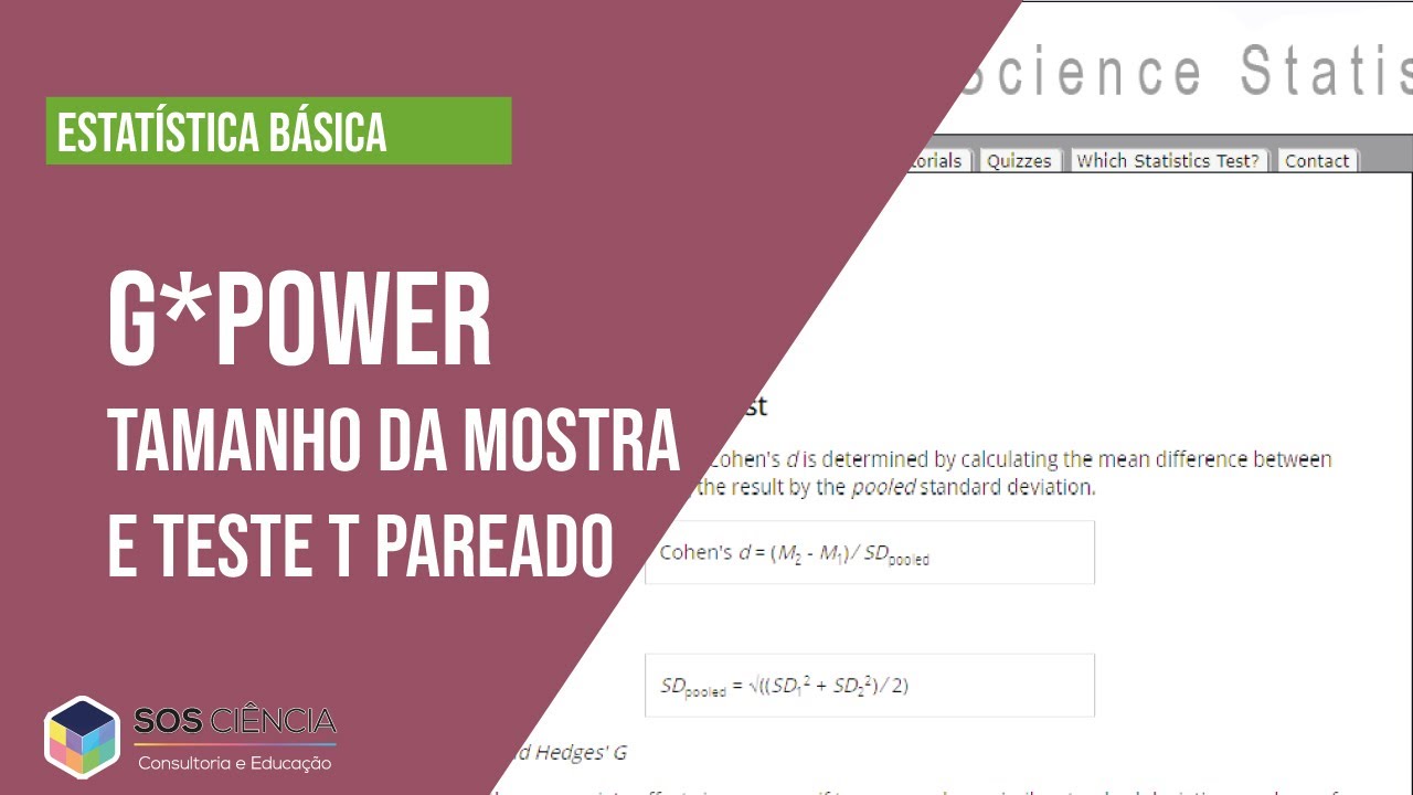 Estatística Básica | G*Power - COMO fazer a estimativa do TAMANHO DA AMOSTRA para o teste T pareado?