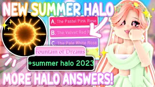 ALL HALO ANSWERS! NEW SUMMER HALO 2023 FOUNTAIN STORY 👑Royale High Tea Spill New Updates Roblox