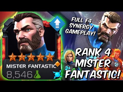 5 Star Mister Fantastic Rank 4 Rank Up Gameplay /w Fantastic 4 Synergy - Marvel Contest of Champions