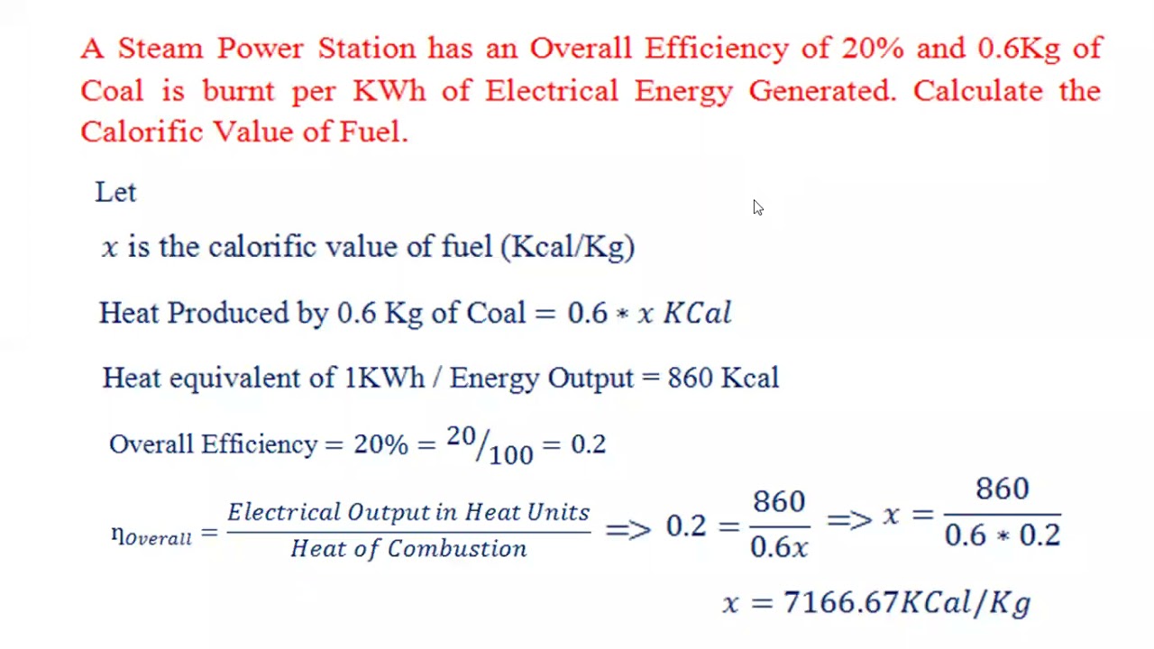Numerical Problems on Thermal Power Plant
