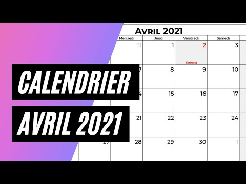 Télécharger gratuitement calendrier avril 2021 france