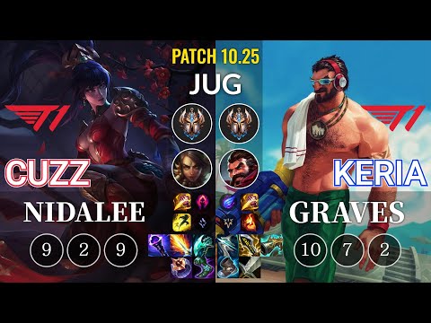 T1 Cuzz Nidalee vs T1 Keria Graves Jungle - KR Patch 10.25