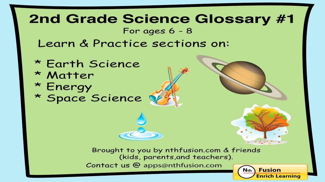 2nd Grade Science Glossary #1: Learn and Practice Worksheets for home use and in school classrooms