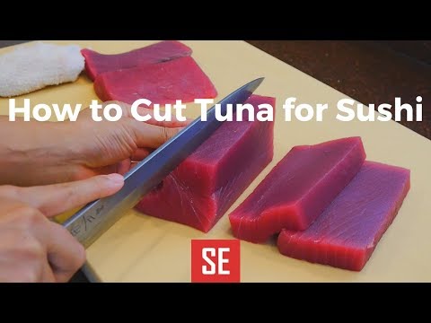 まぐろのロースの切り方｜寿司の作り方 (How to Cut Tuna Loin for Sushi | How to Make Sushi)