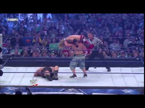 John cena lifts Big Show and Edge at the same time and wins WWE championship, Wrestlemania XXV