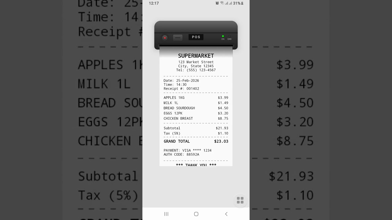 Receipt generation widget thumbnail