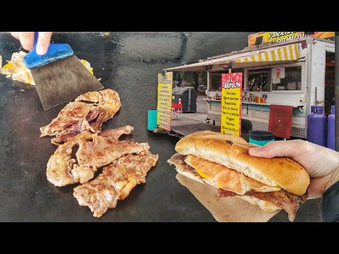 Buenos Aires' Famous Sandwich | Bife de Chorizo | Chorizo Steak w/ Ham, Egg | Argentina Street Food