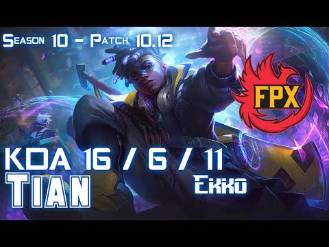 FPX Tian EKKO vs JARVAN IV Jungle - Patch 10.12 KR Ranked