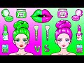 🔴 Pink VS Green Makeup And Dress Up Challenge 💗💚- Barbie Transformation Handmade