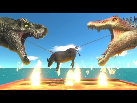 Spinosaurus or T-rex Who Will Get Fried Food - Animal Revolt Battle Simulator