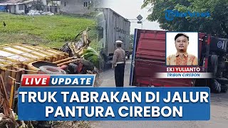 2 Truk Adu Banteng di Jalur Pantura Cirebon: 1 Nyemplung Parit, Satu Terguling di Aspal
