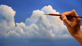 Painting clouds. Acrylic and oil colors.