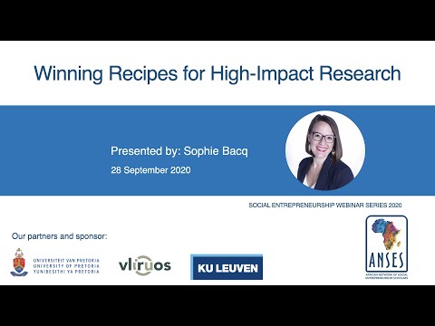 ANSES Webinar Series 2020 | Winning Recipes for High-Impact Research | Sophie Bacq