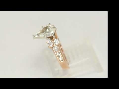 1.62CTW diamond engagement ring rose gold 1.02CT pear brilliant round sz 5.5 - 28803