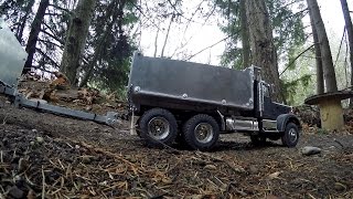 JRP RC - King Hauler Dump Truck And Pup Trailer Hauling Up The Hill 1