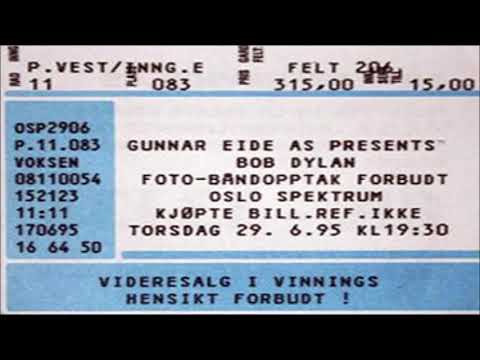 Bob Dylan 1995 Summer Tour of Europe - Spektrum Oslo, Norway 29 June 1995