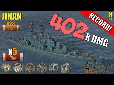 DAMAGE RECORD! Jinan 402k Damage | World of Warships Gameplay