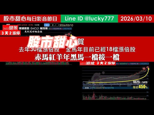 0310【甜心盤後節目】狂賀去年累計30檔長輩，金馬年累計18檔長輩！赤馬紅羊黑馬一檔接一檔